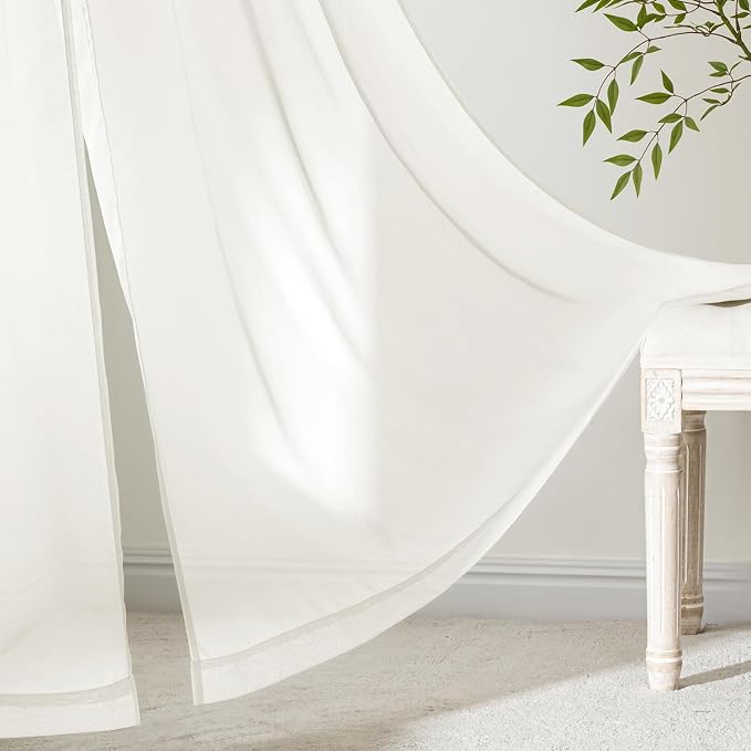 MIULEE Ivory Sheer Curtains 90 Inches Long 4 Panels 42 x 90 Inches | Light - Image 6