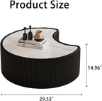 29.53" Marble Coffee Table, Modern Creative Moon Coffee Table - Image 2