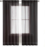 SpaceDresser Black Sheer Curtains 4 Panels Rod Pocket Semi-Sheer Curtain 84 - Image 3