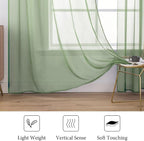 MIULEE Sage Sheer Curtains for Living Room 54 X 72 Inches, 2 Panels | Solid - Image 4