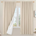 72 Inches 100% Blackout Natural Linen Curtains by LAMIT