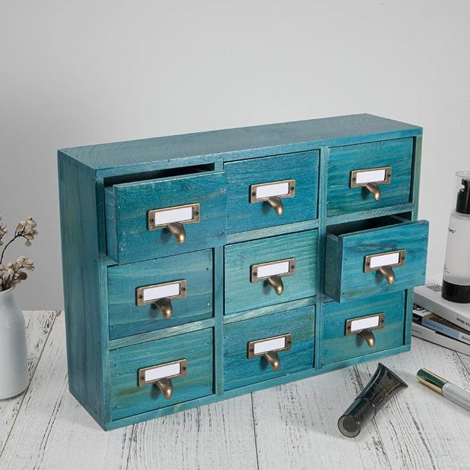 9 Drawers Library Card Catalog Cabinet - Image 4