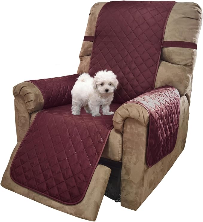 U-NICE HOME Reversible Recliner Chair Covers, Burgundy/Tan | 28''Recliner Cover by U-NICEHOME