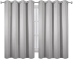 Blackout Curtains 66 x 54 Inch Long Light Grey Curtains Set of 2 Panels Room - Image 2