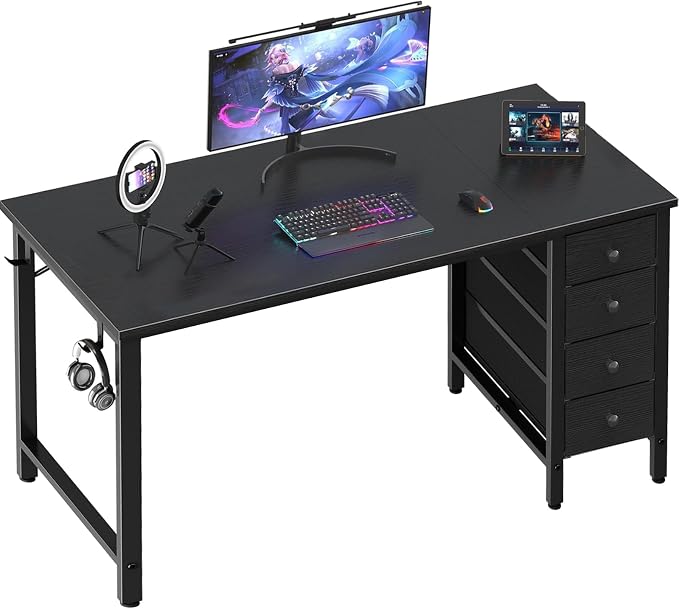 Lufeiya Gaming Desk with Fabric Drawers by LUFEIYA