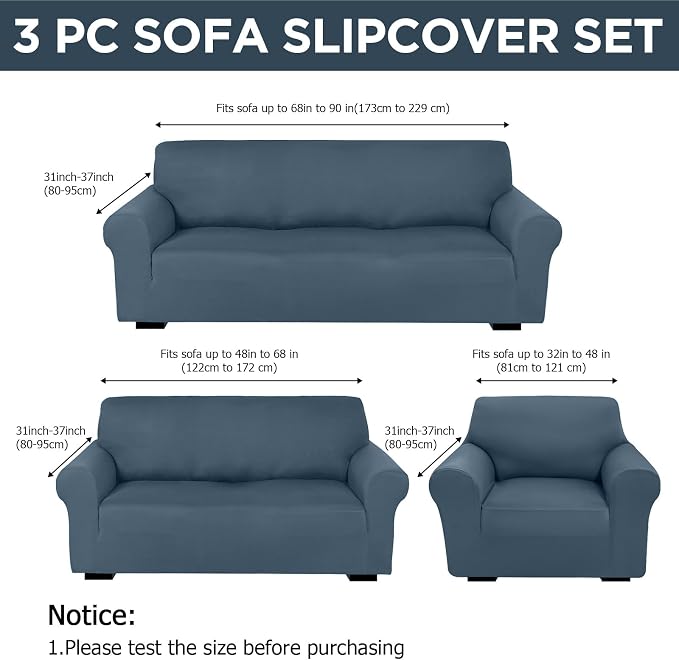 Peryiter 3 Pcs Couch and Loveseat Covers Set Sofa Cover - Image 2