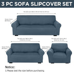 Peryiter 3 Pcs Couch and Loveseat Covers Set Sofa Cover - Image 2