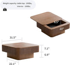 Square Coffee Table for Living Room, Fluted Drum Accent Tea Center Table - Image 2