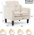 VINGLI Beige Accent Chairs for Living Room, Line Comfy Upholstered Chair Mid - Image 2