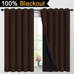 Yakamok Chocolate Brown Blackout Curtains 63 Inches Long 62" Wide, 2 Panels | - Image 2