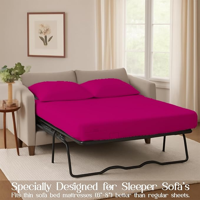 Sleeper Sofa Bed Sheet, 100% Cotton 400 Thread Count, 4 Piece Set, Deep Pocket - Image 3