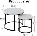 aboxoo Round Nesting Coffee Table Side Table Set of 2 End Tables - Image 3