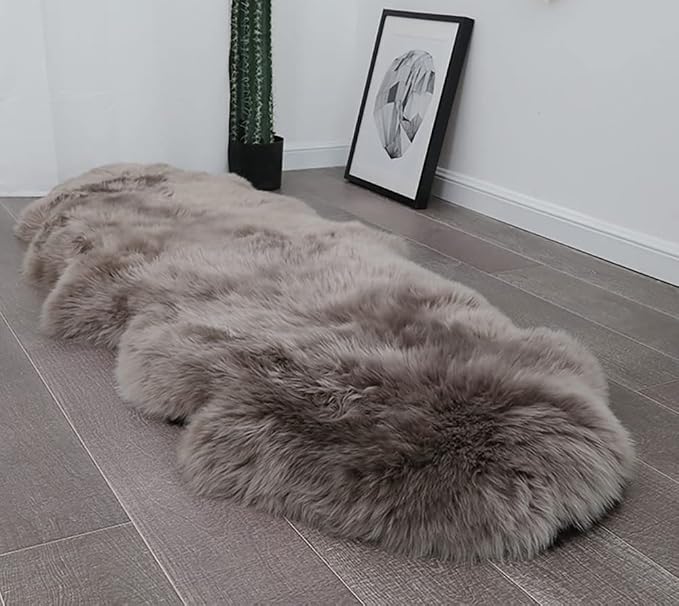 HUAHOO Premium Genuine Sheepskin Rug Camel Real Australia Sheepskin Natural - Image 2