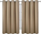 Blackout Curtains 66 x 54 Inch Long Natural Curtains Set of 2 Panels Room - Image 2