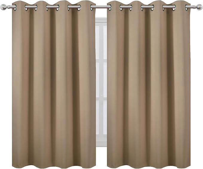 Blackout Curtains 66 x 54 Inch Long Natural Curtains Set of 2 Panels Room - Image 2