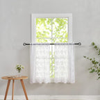 YJ YANJUN Vintage Lace Curtains 36 inch Length Country White Cafe Kitchen Sheer by YJYANJUN