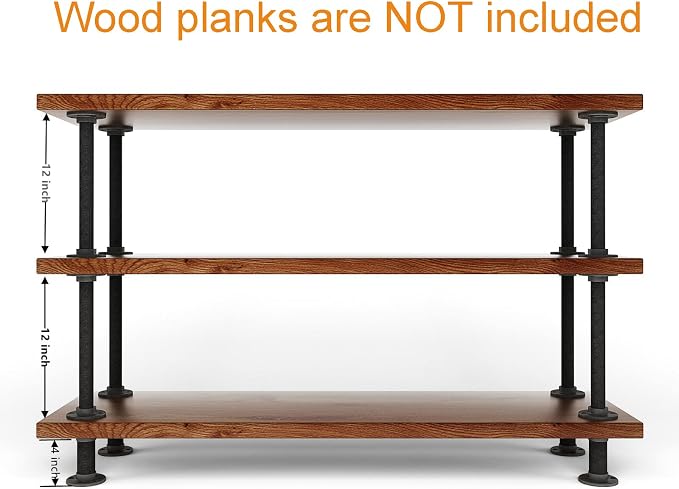 MUZIK 3-Tier Industrial Pipe Table Leg Set, Iron Base Legs Rustic Iron Pipe - Image 3