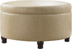 30-Inch Round Storage Ottoman, Modern Ottoman Coffee Table - Image 7