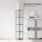SUNMORY 5 Tier Floor Lamp with Shelves, Modern Square Standing Lamp with 3 - Image 5