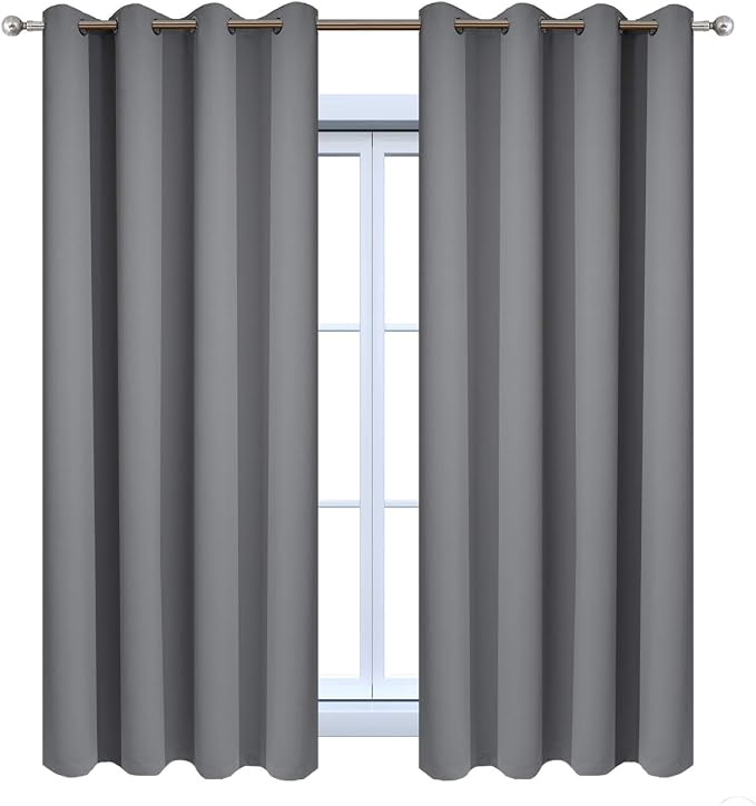 Yakamok Grey Room Darkening Curtains 52x63 inch Gray Grommet-Living Room | 2 - Image 8