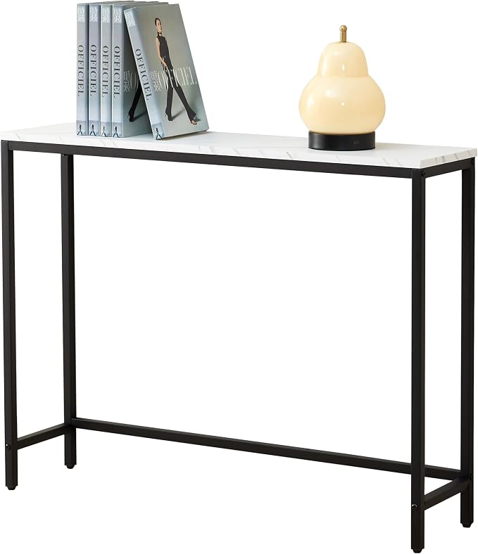 loglus Console Table for Entryway, Faux Marble MDF Sofa Table by loglus