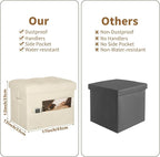 BelugaHelper Storage Ottoman Foot Rest Stool, Folding Leather Footstool Bench - Image 2