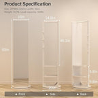 WoodsWhisper Full Length Mirror Coat Rack Solid Wood Floor Mirror 66"x12" Full - Image 2