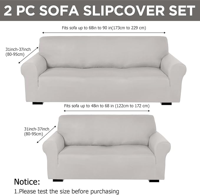 Peryiter 2 Pcs Sofa Covers Couch and Loveseat Covers Set Stretch Sofa Slipcover - Image 2