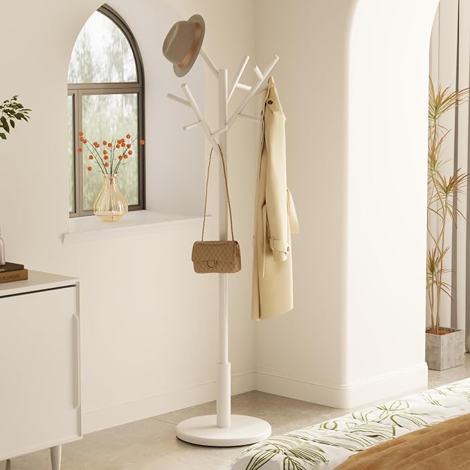 Muwuele Coat Rack, Solid Wood Coat Rack Freestanding - Image 3