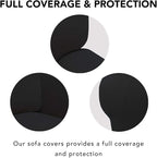 PureFit Stretch Couch Covers for Sofa 4 Seater Slipcovers Black | 1-Piece Sofa - Image 3