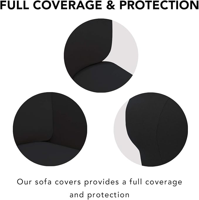 PureFit Stretch Couch Covers for Sofa 4 Seater Slipcovers Black | 1-Piece Sofa - Image 3