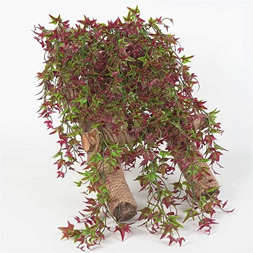 Artificial Hanging Vine, Sweet Potato Leaves Plastic Plants Greenery Faux Ivy Garland Fake Plant UV Resistant for Indoor Outdoor Garden Door Wall Baskets Wedding Party Table Decoration Red 2 Pcs - Image 4