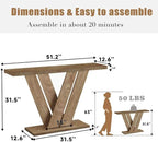 karlott 51 Inch Console Table, Modern V-Shaped Entryway Table, Wood Sofa Table - Image 2