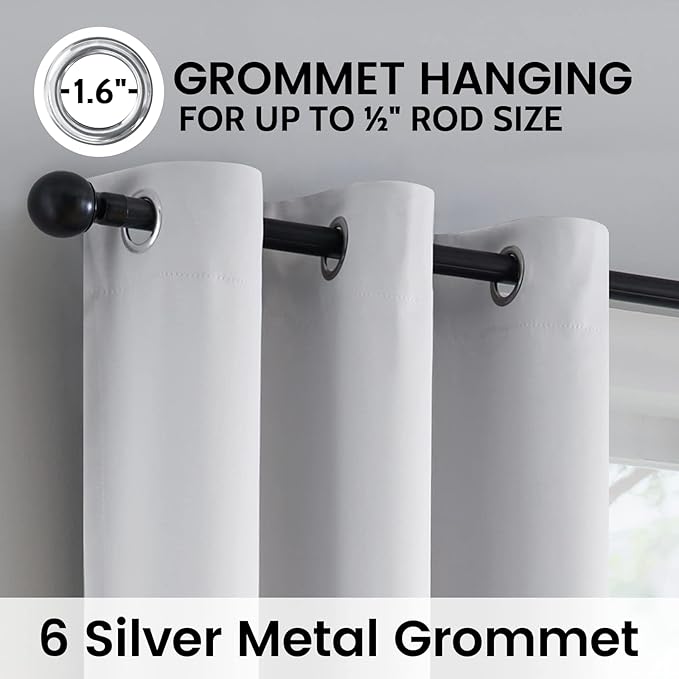 SimpleHome White 100% Blackout Curtains Room Darkening Living Room 84 Inch | - Image 6