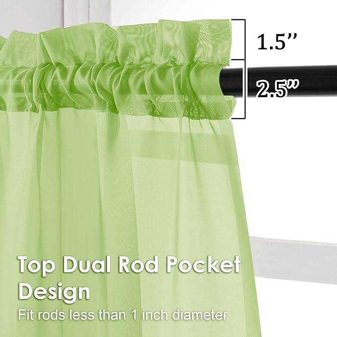 Sheer Curtains 63 inch Length 2 Panels Set - Image 2