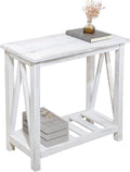 Farmhouse Narrow End Table Wooden Rustic White Side Tables by FEUFOAM