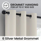 SimpleHome Cream 100% Blackout Curtains Room Darkening Living Room 45 Inch | - Image 6