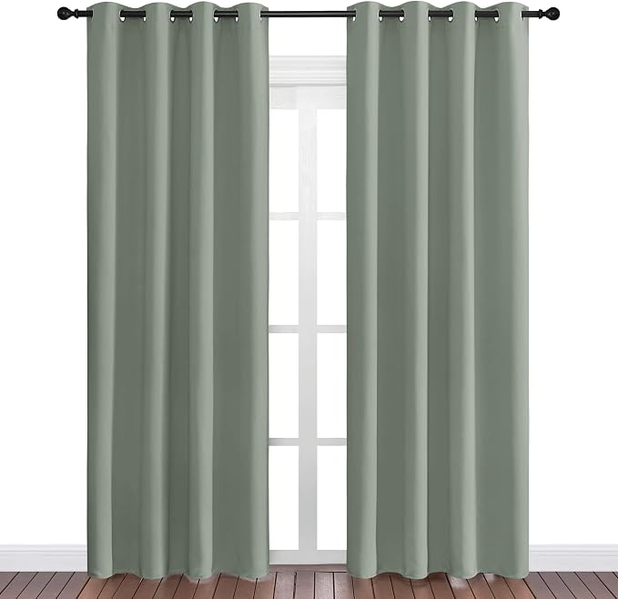 NICETOWN Sage Green Blackout Curtains 86" Long - Image 2