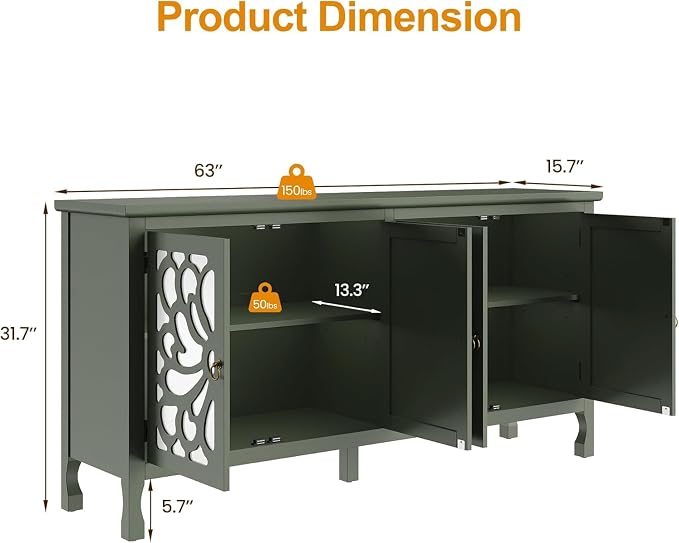 RoyalCraft 63'' Buffet Cabinet - Image 2