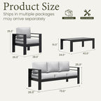 LayinSun Outdoor Aluminum Furniture Set, 4 Pieces Patio Sectional Conversation - Image 8