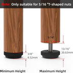 ONEHOME 16 Pack 5/16-18 Stainless Steel Adjustable Threaded Furniture Leg - Image 3