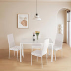 FDW | 5-Piece Dining Table Set | White | Glass Kitchen Table - Image 2