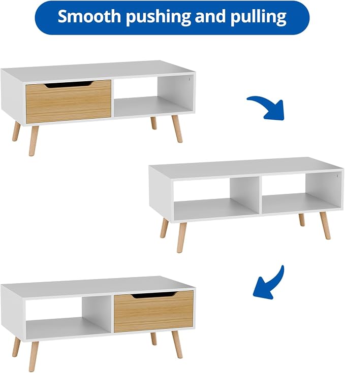 Cozy Castle Modern Coffee Table, Wooden Cocktail Table - Image 7
