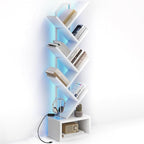 Casaottima Tree Bookshelf with LED Lights, 6-Tier Narrow Bookcase by Casaottima