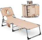 Goplus Tanning Chair, Folding Adjustable Patio Lounge Chair by Goplus