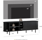70.8" TV Stand with Power Outlet, Mid-Century Modern Television Stand, Fluted - Image 2
