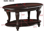 Oval Wood Coffee Table for Living Room, 2-Tier Solid Wood Coffee Table - Image 3