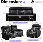 Power Recliner Sofa Set, Breathing Leather Reclining Couch Set, Home Theater - Image 2