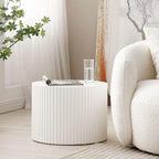 White Round Coffee Table Nesting Coffee Table Set of 2 Contemporary Circle - Image 7