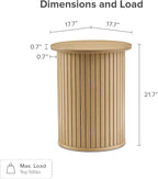 mopio Quin Pedestal Side Table, Tambour Round Fluted End Table, Small Accent - Image 2